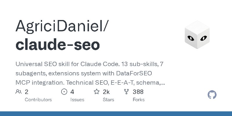 GitHub - AgriciDaniel/claude-seo: Universal SEO skill for Claude Code. 13 sub-skills, 7 subagents, extensions system with DataForSEO…