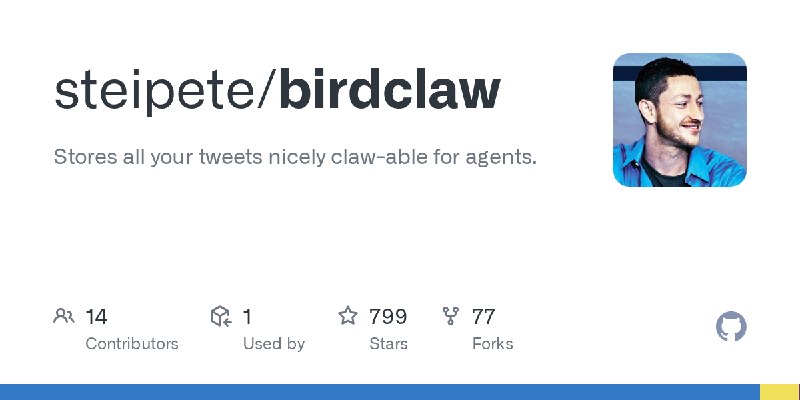 GitHub - steipete/birdclaw: Stores all your tweets nicely claw-able for agents.
