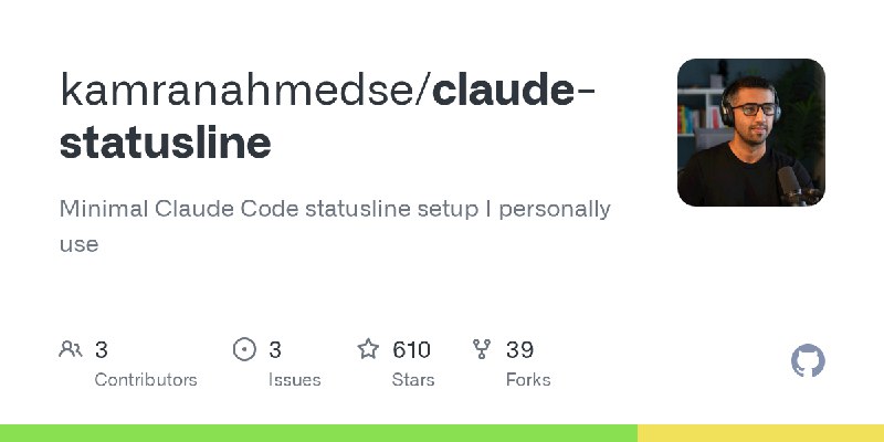 GitHub - kamranahmedse/claude-statusline: Minimal Claude Code statusline setup I personally use