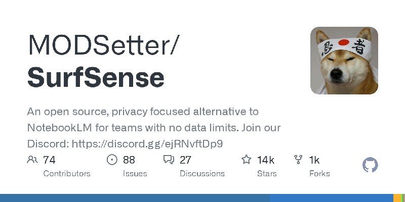 GitHub - MODSetter/SurfSense: An open source, privacy focused alternative to NotebookLM for teams with no data limits. Join our…