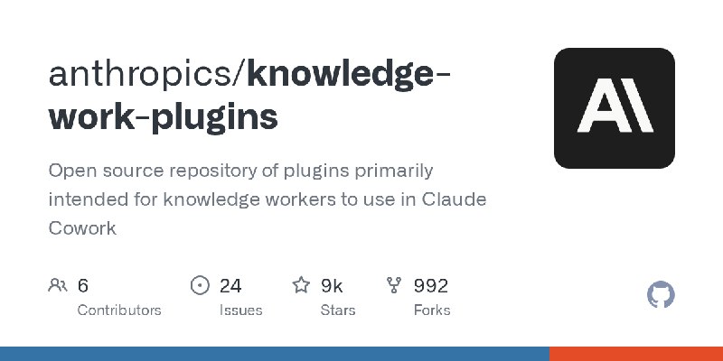 GitHub - anthropics/knowledge-work-plugins: Open source repository of plugins primarily intended for knowledge workers to use in…