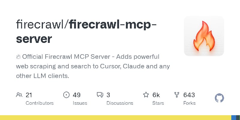 GitHub - firecrawl/firecrawl-mcp-server: 🔥 Official Firecrawl MCP Server - Adds powerful web scraping and search to Cursor, Claude…