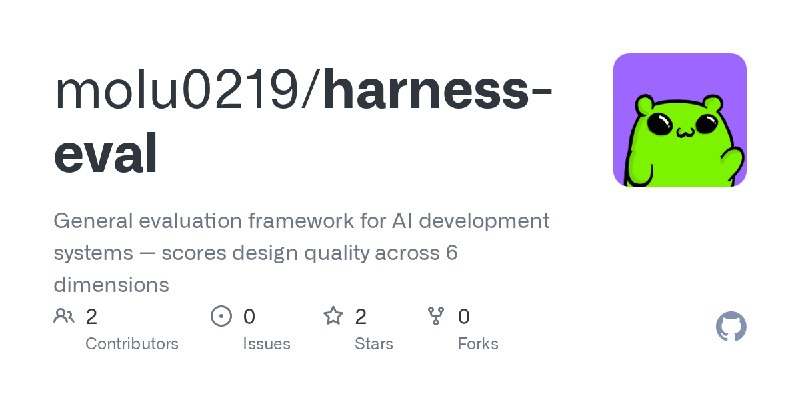 GitHub - molu0219/harness-eval: General evaluation framework for AI development systems — scores design quality across 6 dimensions