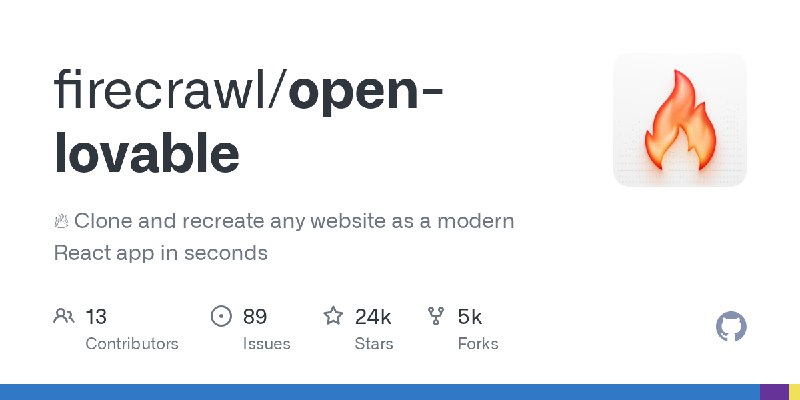 GitHub - firecrawl/open-lovable: 🔥 Clone and recreate any website as a modern React app in seconds