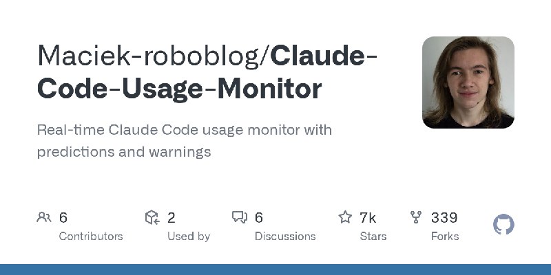 GitHub - Maciek-roboblog/Claude-Code-Usage-Monitor: Real-time Claude Code usage monitor with predictions and warnings