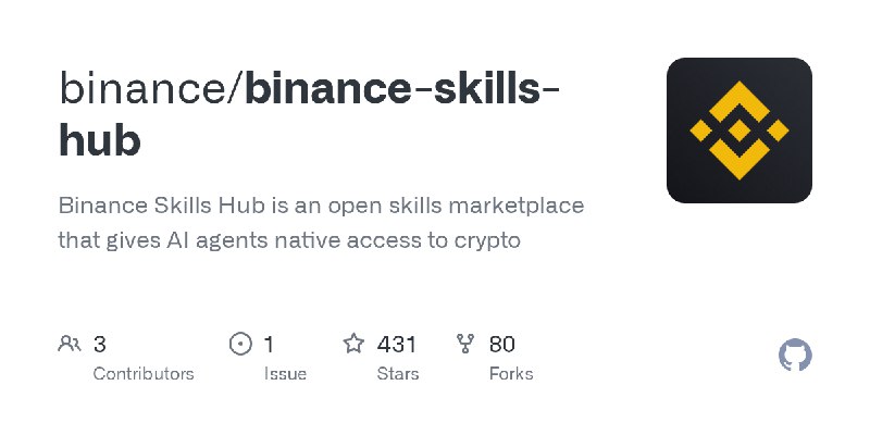 GitHub - binance/binance-skills-hub: Binance Skills Hub is an open skills marketplace that gives AI agents native access to crypto