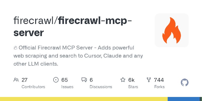 GitHub - firecrawl/firecrawl-mcp-server: 🔥 Official Firecrawl MCP Server - Adds powerful web scraping and search to Cursor, Claude…
