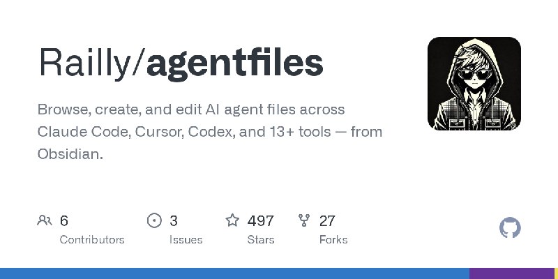 GitHub - Railly/agentfiles: Browse, create, and edit AI agent files across Claude Code, Cursor, Codex, and 13+ tools — from Obsidian.