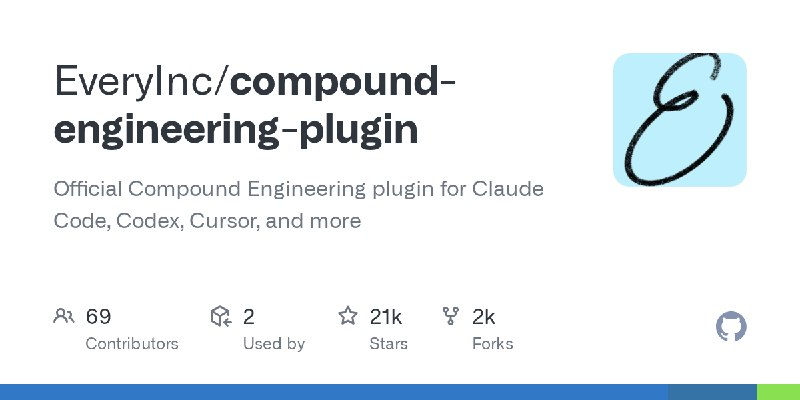 GitHub - EveryInc/compound-engineering-plugin: Official Compound Engineering plugin for Claude Code, Codex, Cursor, and more
