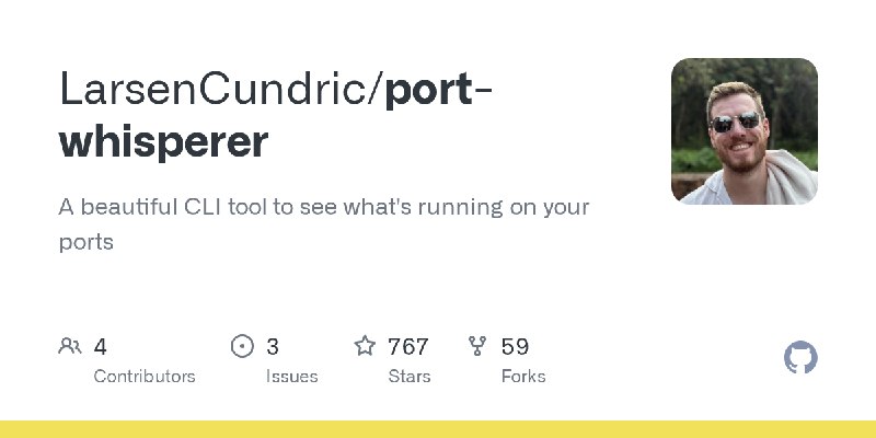 GitHub - LarsenCundric/port-whisperer: A beautiful CLI tool to see what's running on your ports