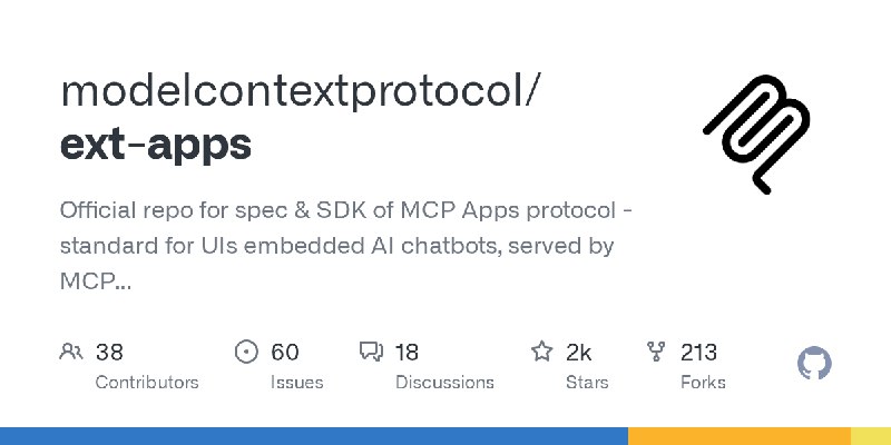 GitHub - modelcontextprotocol/ext-apps: Official repo for spec & SDK of MCP Apps protocol - standard for UIs embedded AI chatbots…