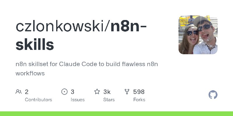 GitHub - czlonkowski/n8n-skills: n8n skillset for Claude Code to build flawless n8n workflows