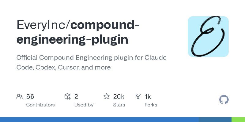 GitHub - EveryInc/compound-engineering-plugin: Official Compound Engineering plugin for Claude Code, Codex, Cursor, and more