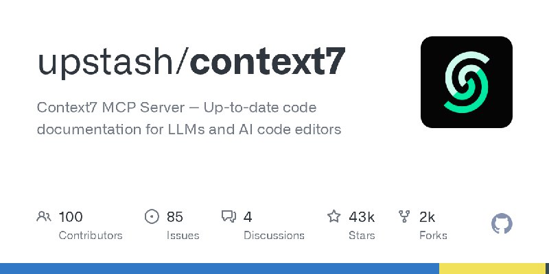 GitHub - upstash/context7: Context7 MCP Server -- Up-to-date code documentation for LLMs and AI code editors