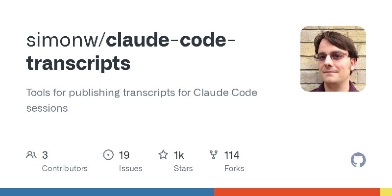 GitHub - simonw/claude-code-transcripts: Tools for publishing transcripts for Claude Code sessions