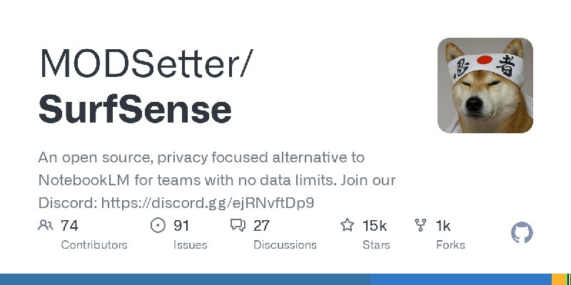 GitHub - MODSetter/SurfSense: An open source, privacy focused alternative to NotebookLM for teams with no data limits. Join our…