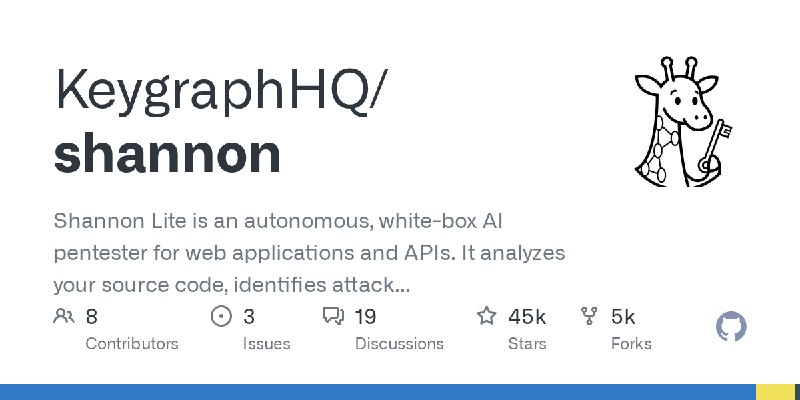 GitHub - KeygraphHQ/shannon: Shannon Lite is an autonomous, white-box AI pentester for web applications and APIs. It analyzes your…