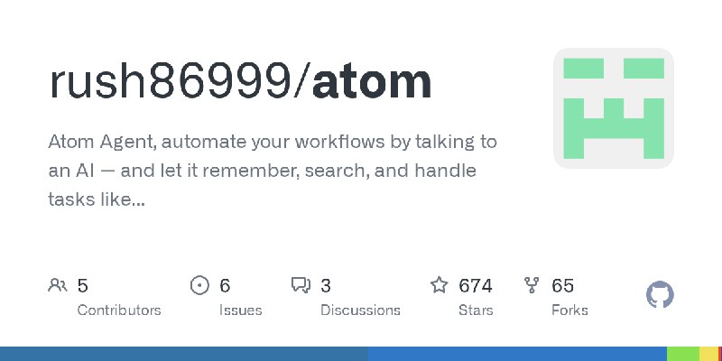 GitHub - rush86999/atom: Atom Agent, automate your workflows by talking to an AI — and let it remember, search, and handle tasks…